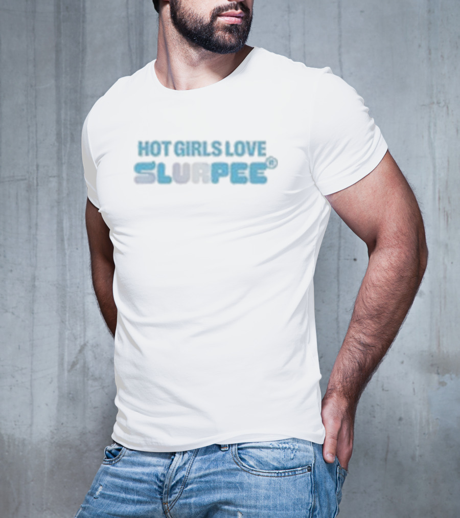 Hot Girls Love Slurpee® Refreshing Blue Text T-Shirt