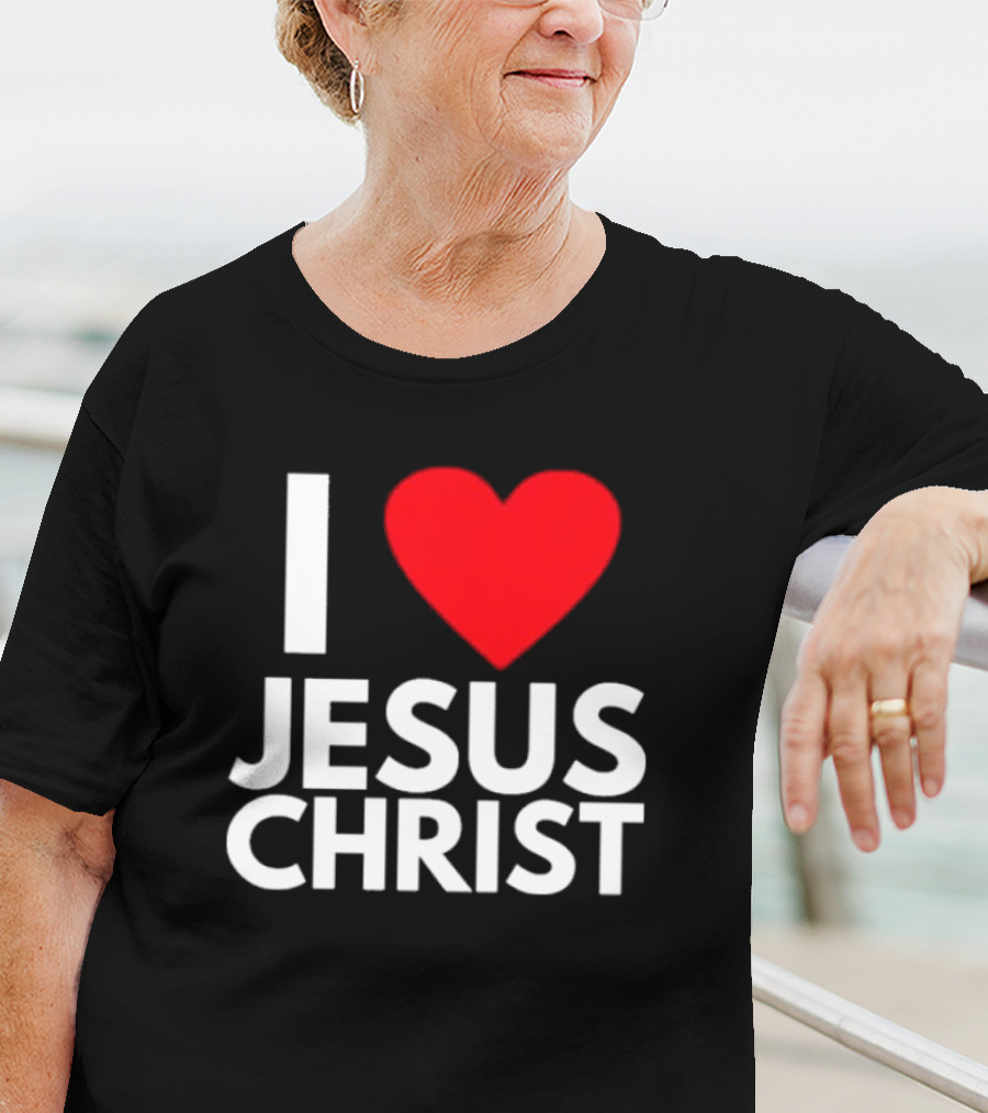 I Love Jesus Christ Christian Red Heart T-Shirt