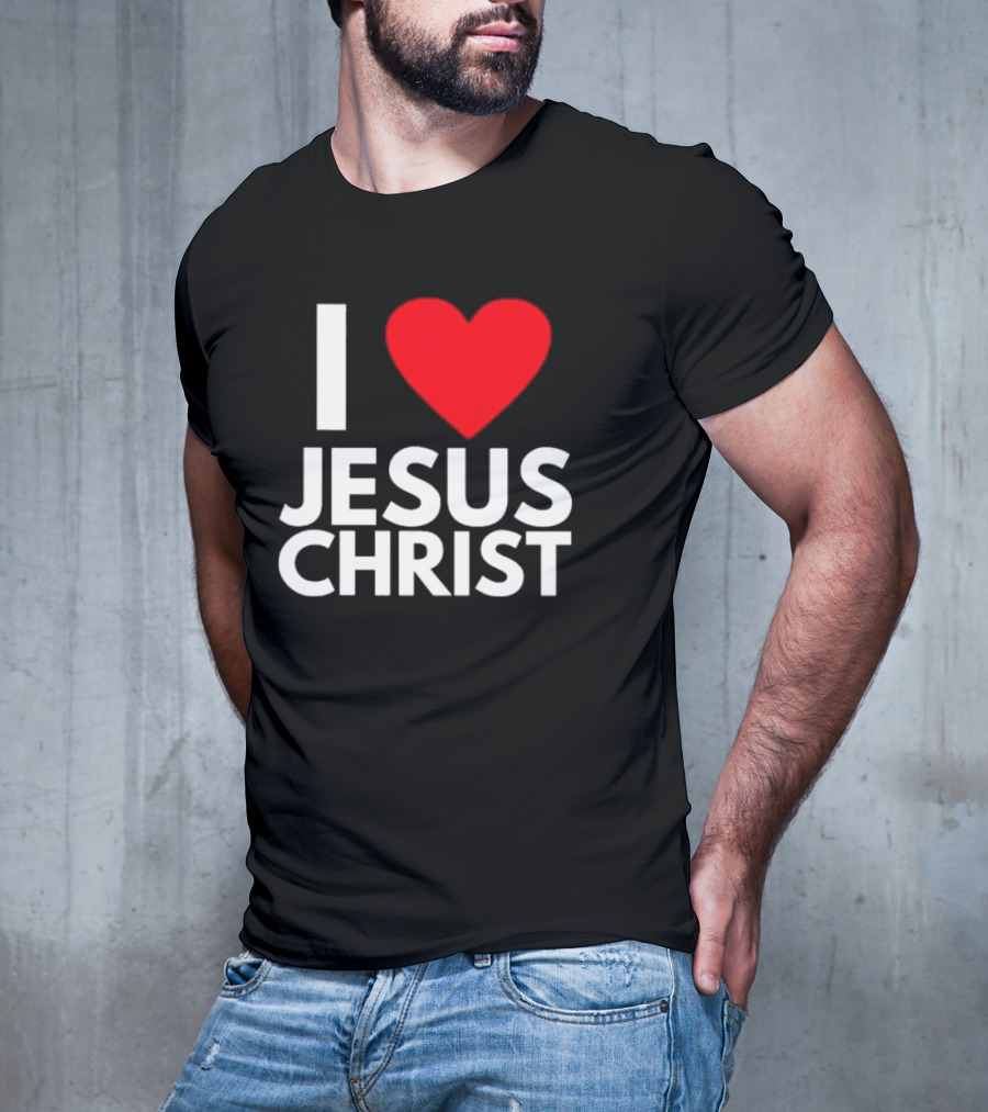I Love Jesus Christ Christian Red Heart T-Shirt
