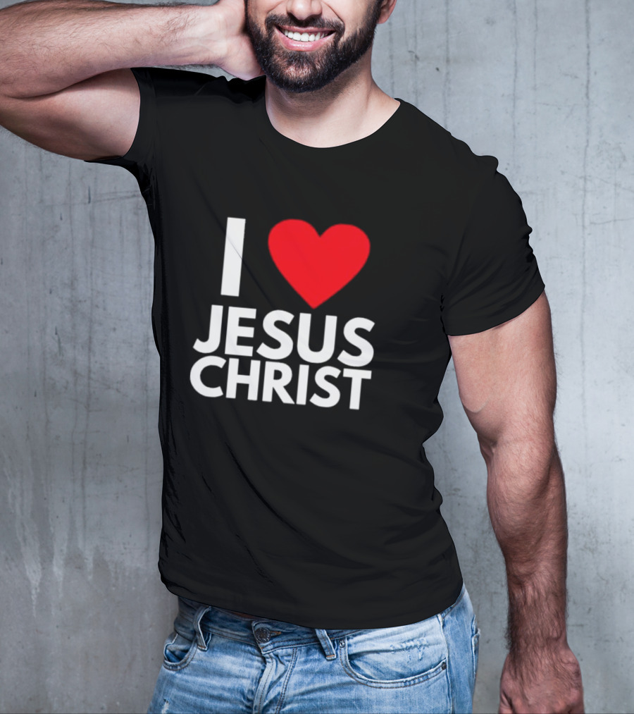 I Love Jesus Christ Christian Red Heart T-Shirt