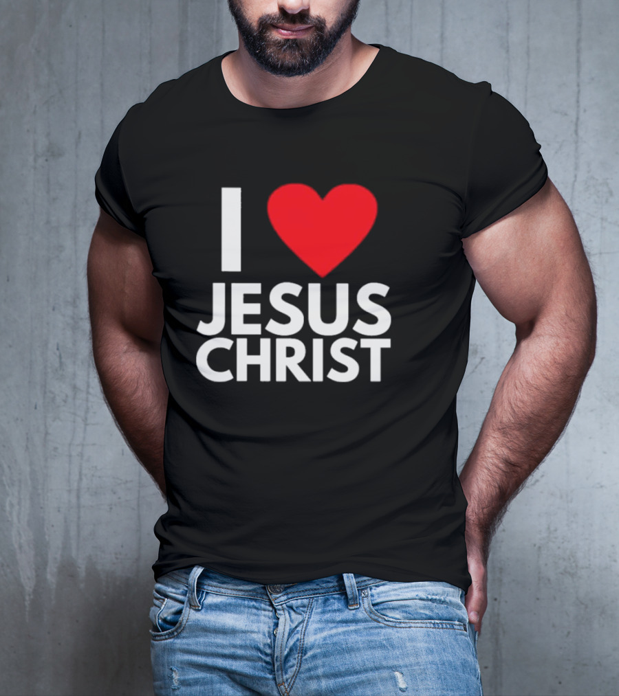 I Love Jesus Christ Christian Red Heart T-Shirt