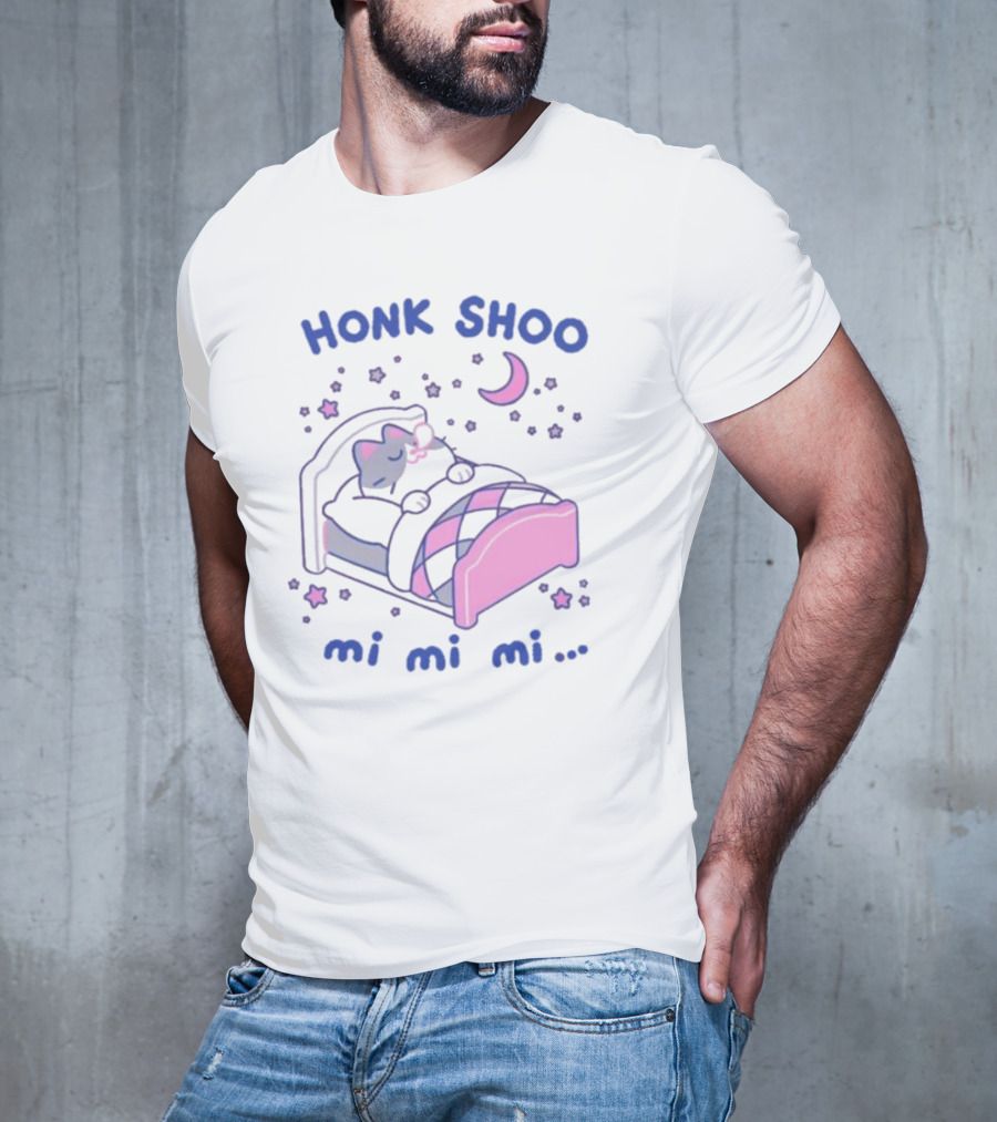 Honk Shoo Mi Mi Mi Cat Sleeping Under Moon And Stars T-Shirt