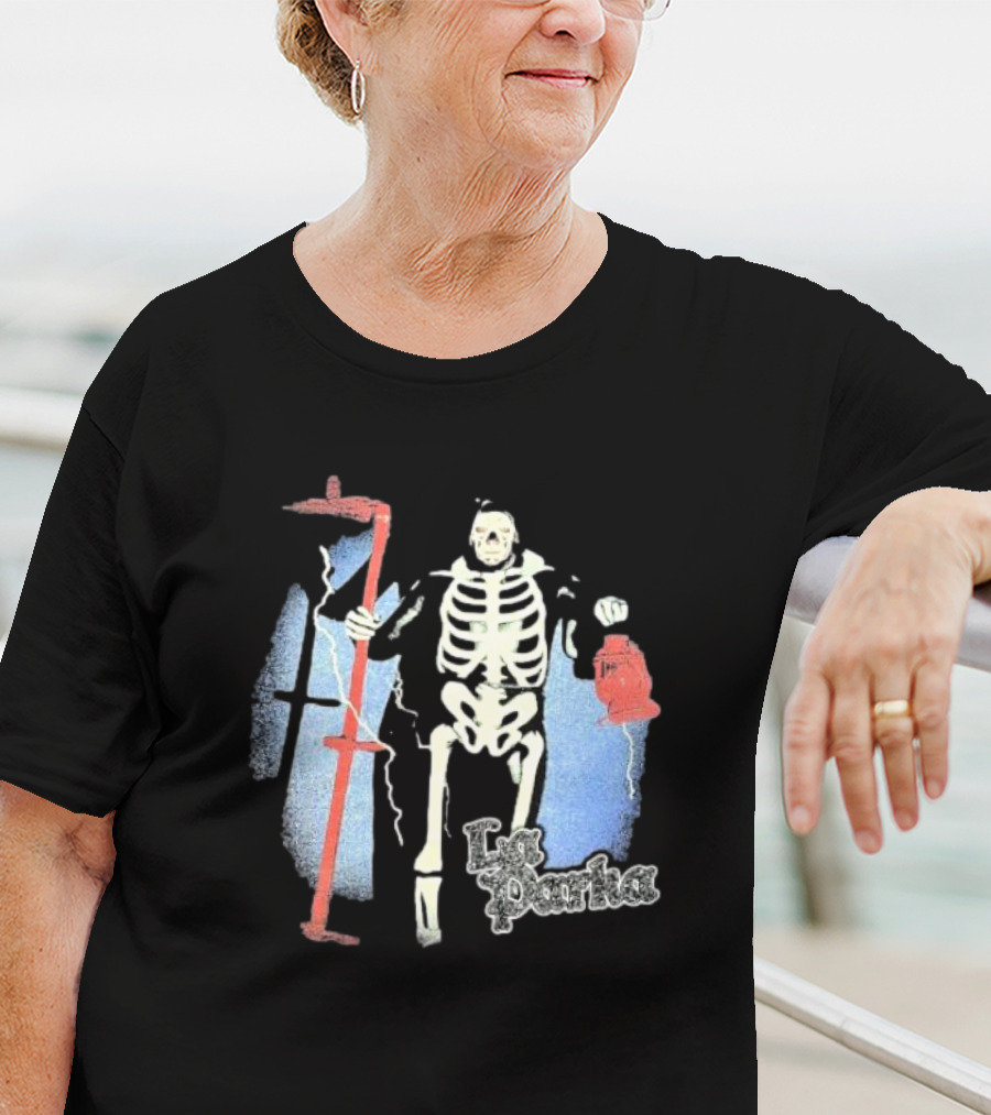 Lucha Box Mystery La Parka Skeleton With Scythe And Lantern T-Shirt
