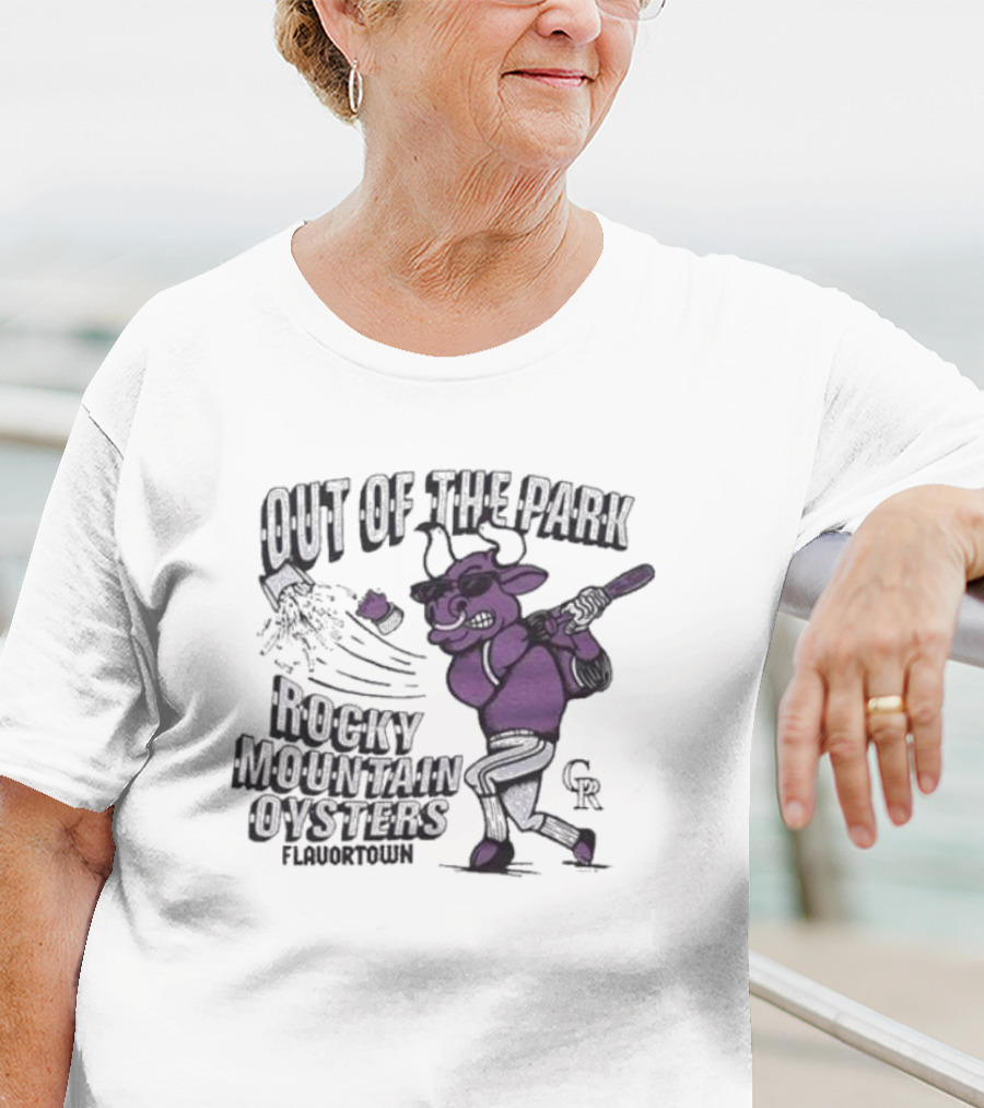 Mlb X Flavortown Colorado Rockies Cow Swinging Bat T-Shirt