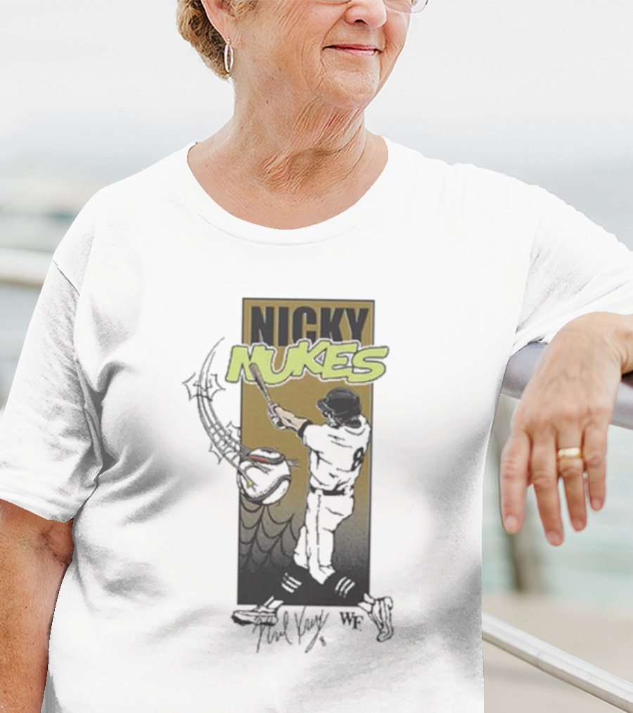 Nicky Nukes Baseball Player Batting With Spider T-Shirt
