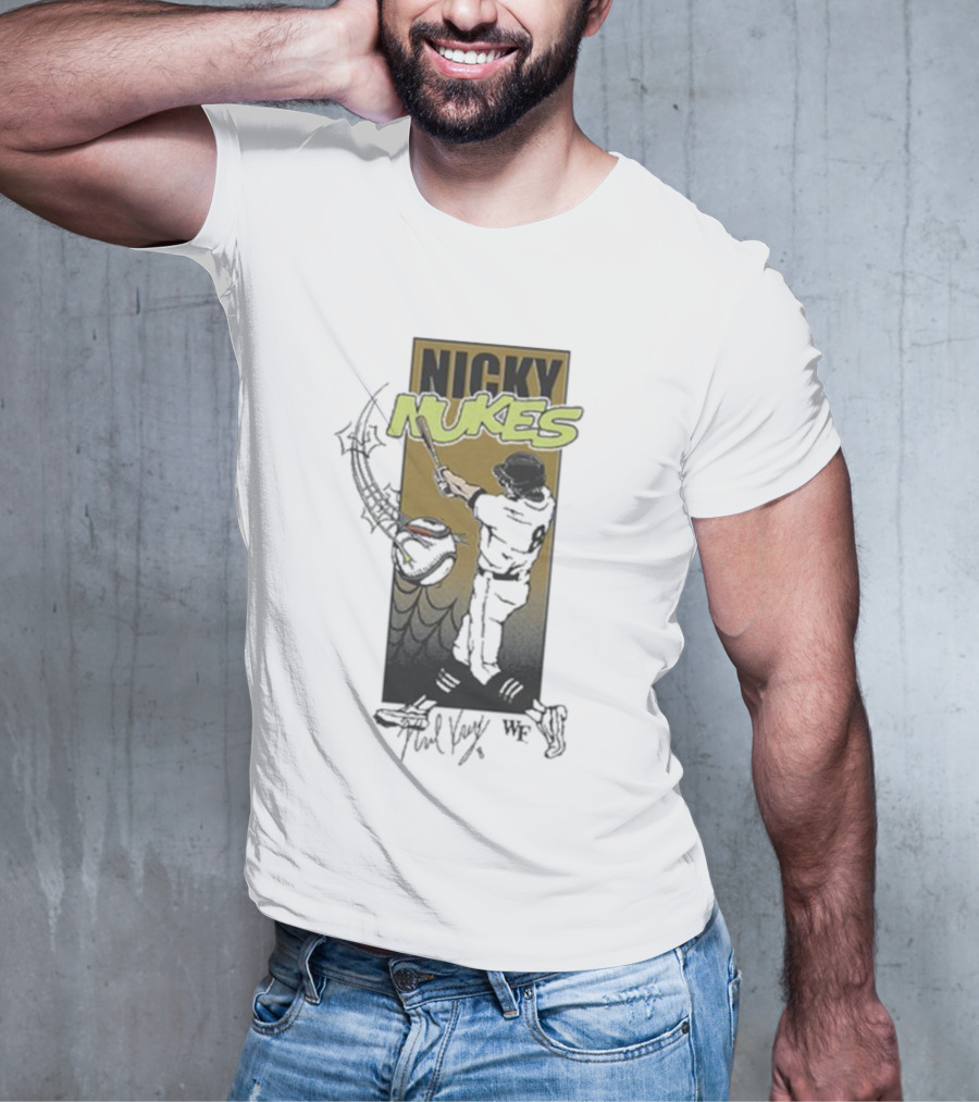 Nicky Nukes Baseball Player Batting With Spider T-Shirt