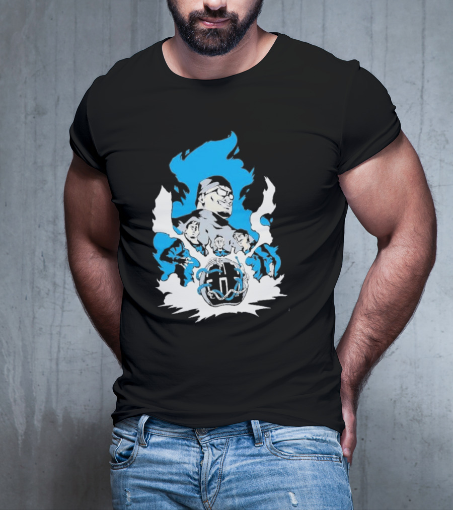 Mega64 Master Collection Featuring Iconic Characters And Explosive Blue T-Shirt
