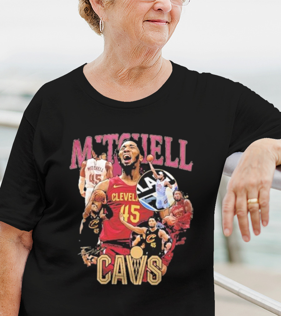 Mitchell Cleveland Cavs 45 Basketball Hype Signature T-Shirt