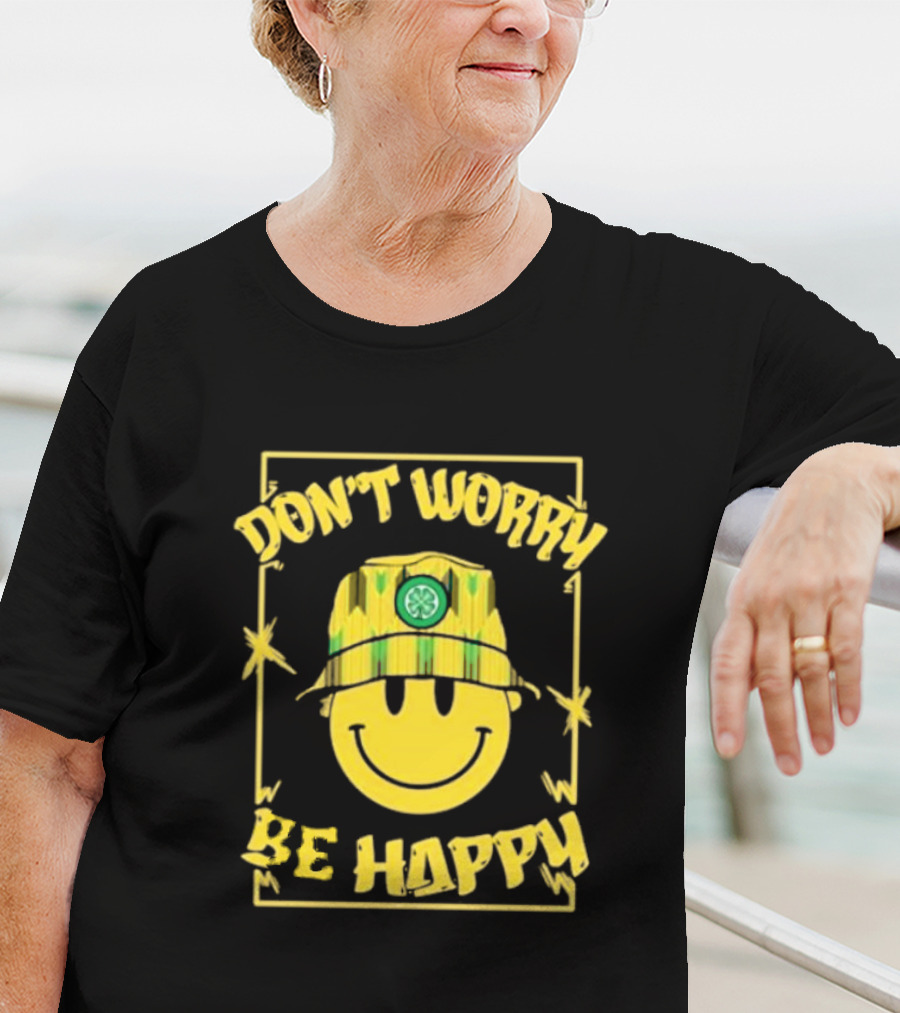 Don't Worry Be Happy Smiley Face With Celtic Jay Bucket Hat T-Shirt