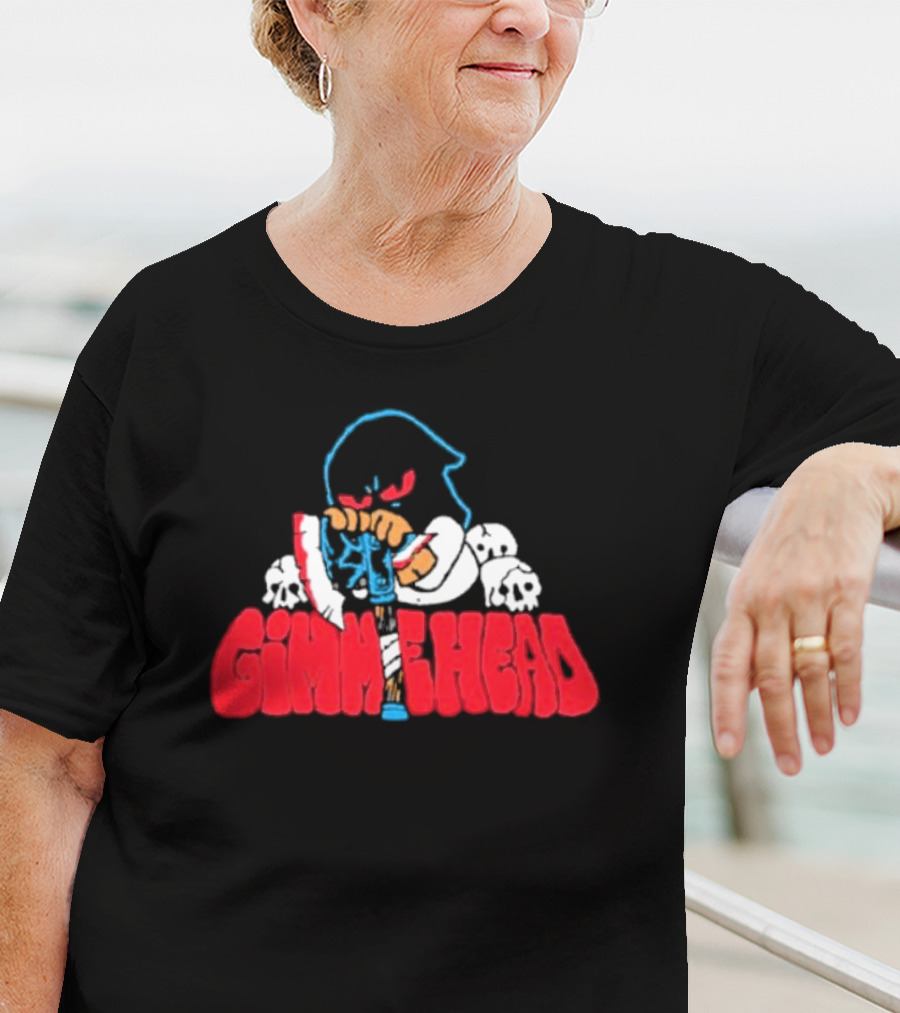 Gimme Head Fckyoubaker Cartoon Skeleton Skulls T-Shirt
