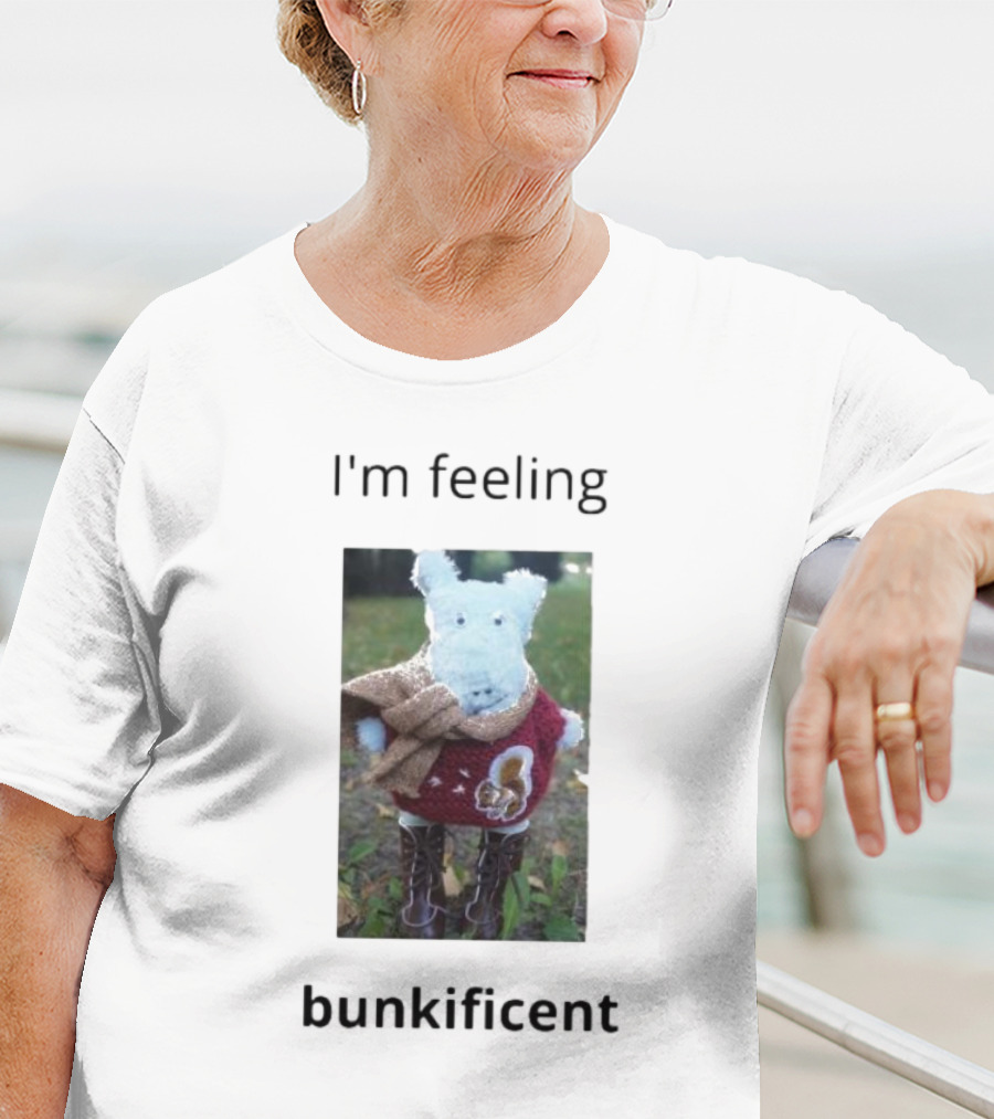 I'm Feeling Bunkificent Stuffed Animal In Scarf T-Shirt