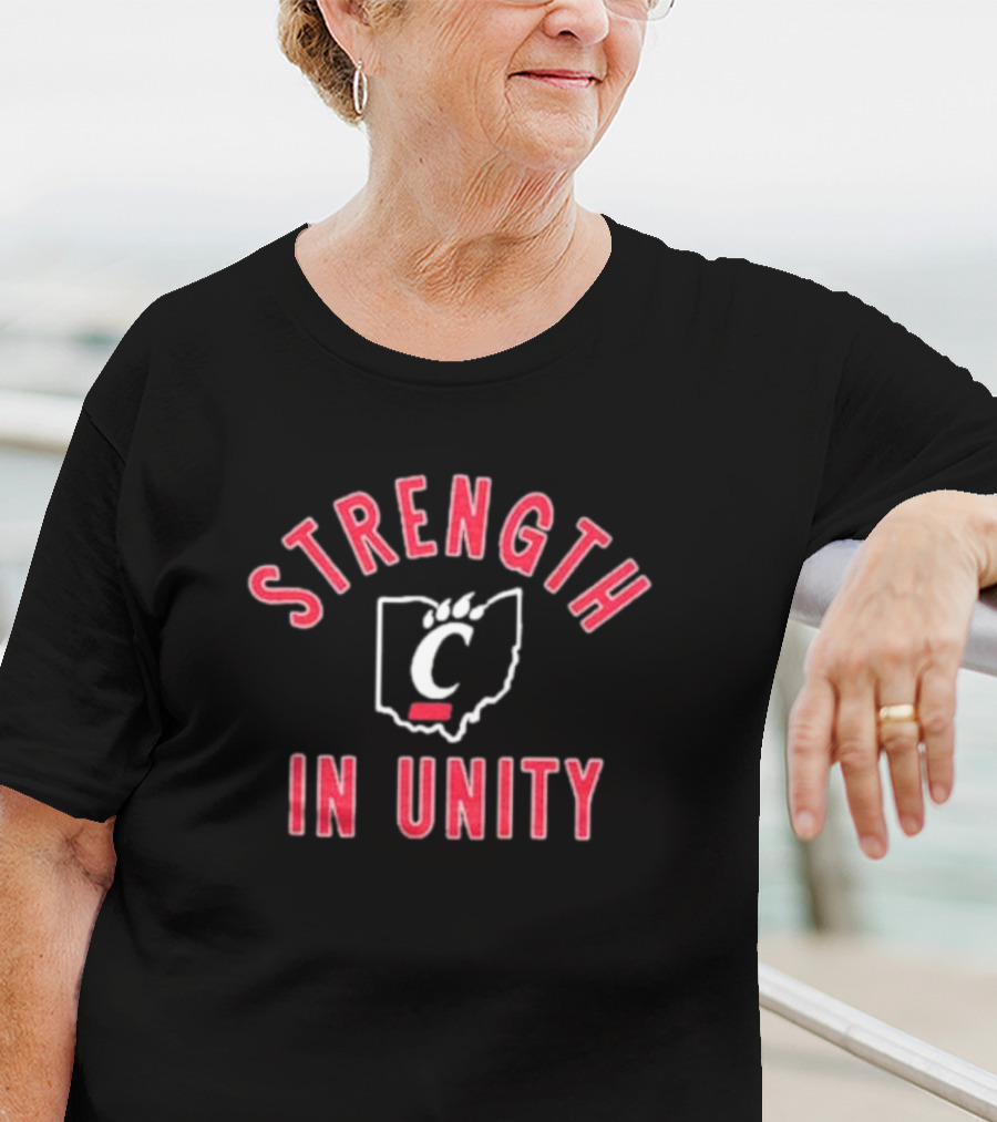 Cincinnati Bearcats Strength In Unity Ohio Outline With Bearcat Paw T-Shirt
