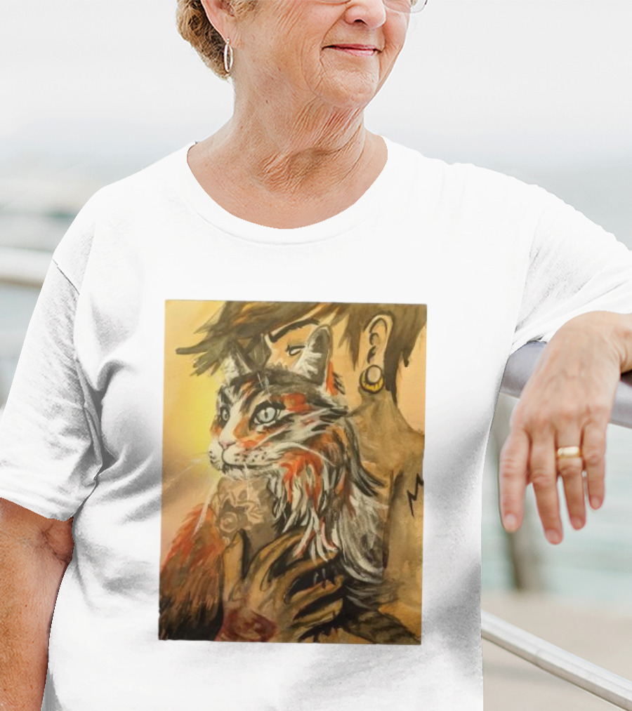 Companionship Megan Watkins Cat And Person With Tattoo And Ear Gauge T-Shirt