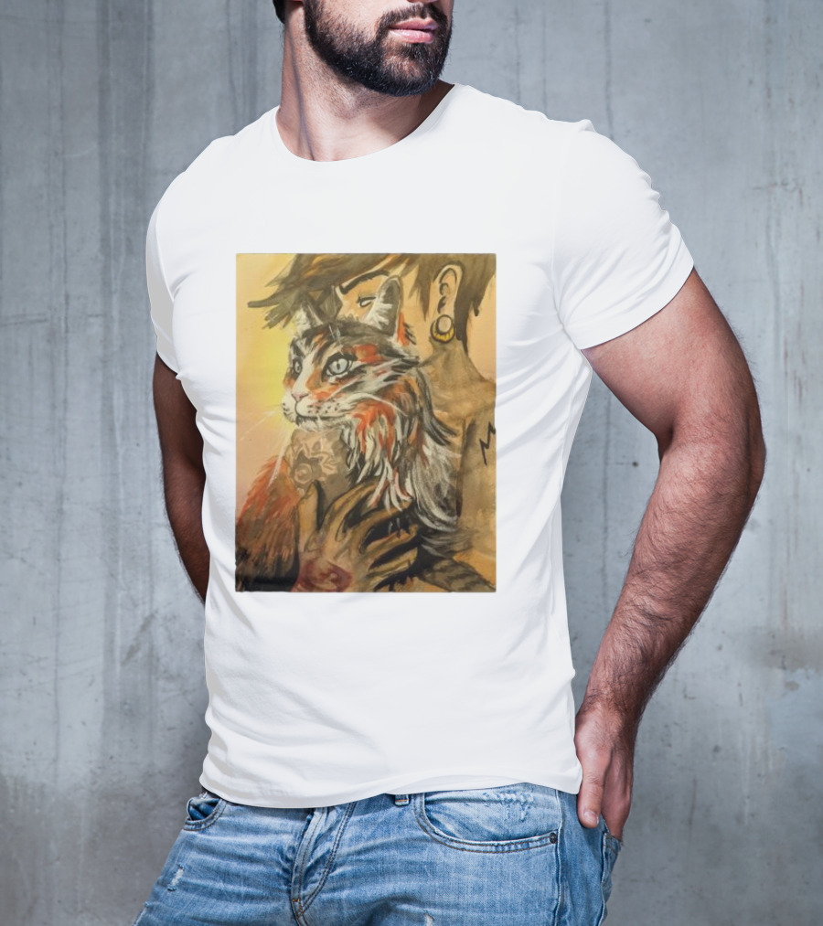 Companionship Megan Watkins Cat And Person With Tattoo And Ear Gauge T-Shirt