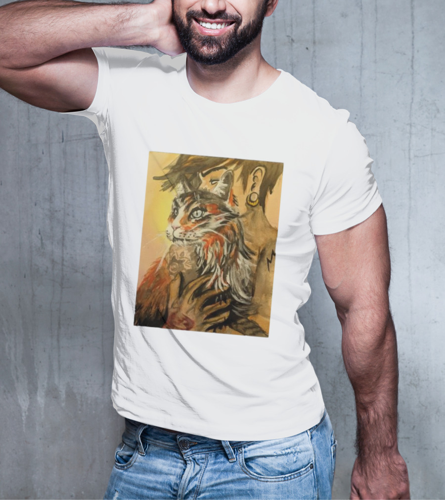 Companionship Megan Watkins Cat And Person With Tattoo And Ear Gauge T-Shirt