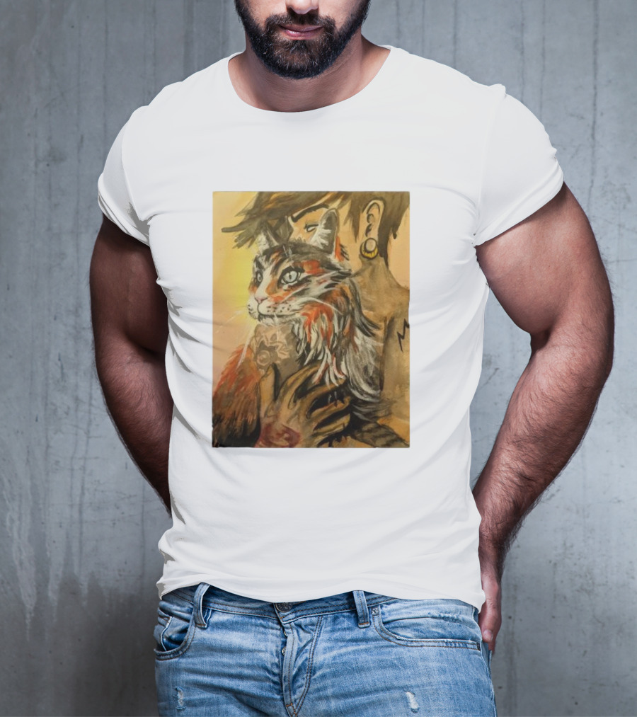 Companionship Megan Watkins Cat And Person With Tattoo And Ear Gauge T-Shirt