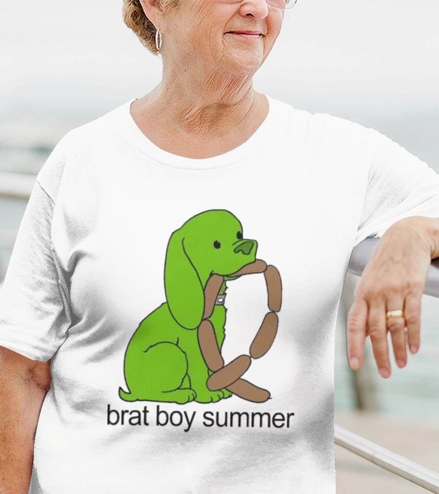 Brat Boy Summer Green Dog Sausage Chain T-Shirt