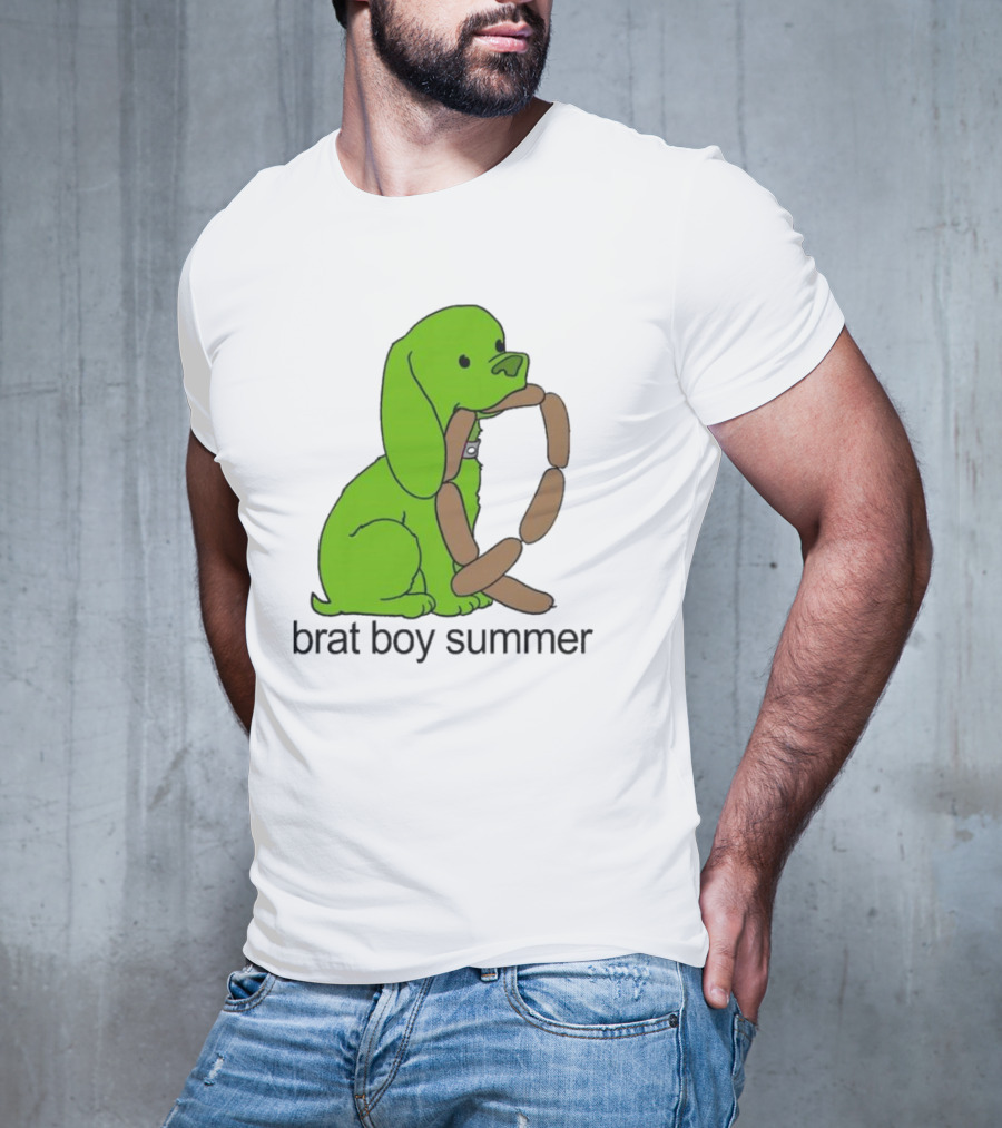 Brat Boy Summer Green Dog Sausage Chain T-Shirt