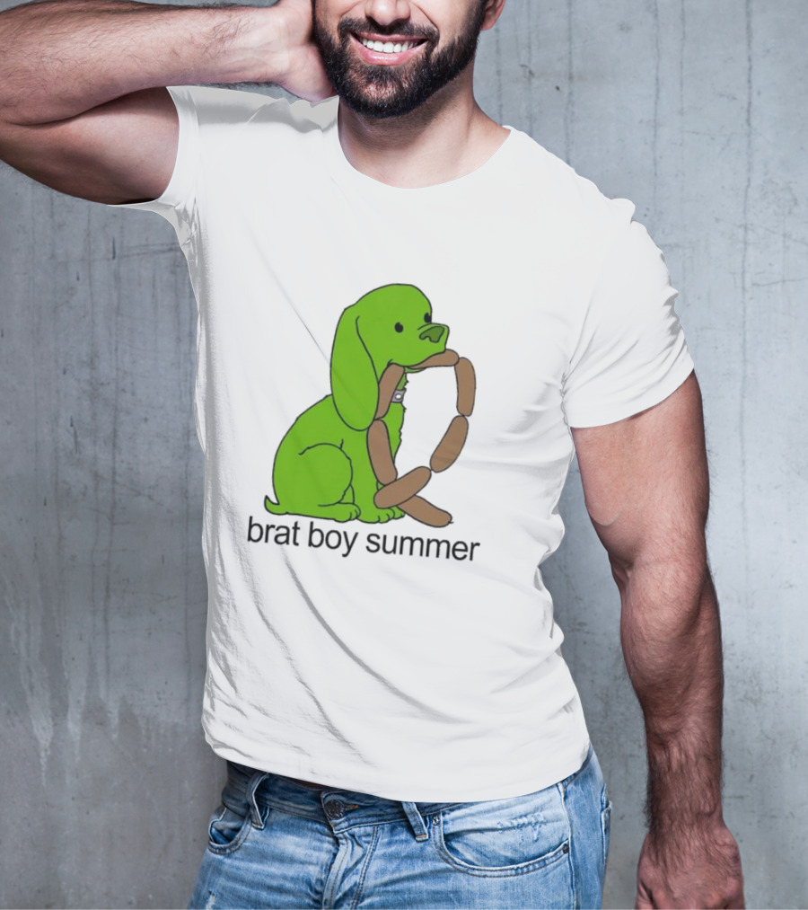 Brat Boy Summer Green Dog Sausage Chain T-Shirt