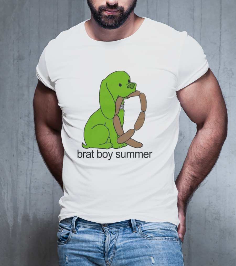 Brat Boy Summer Green Dog Sausage Chain T-Shirt