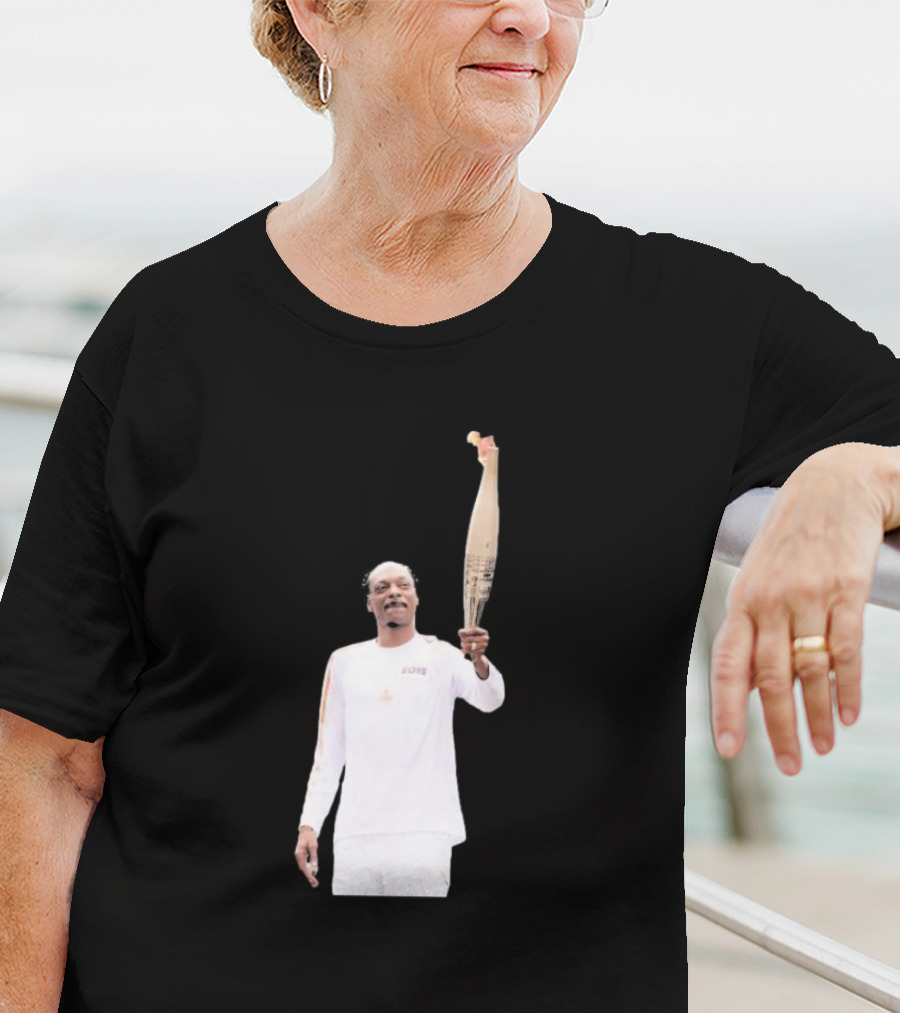 Snoop Dogg Carries Olympic Torch In Iconic White Attire T-Shirt