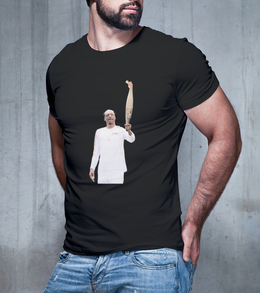 Snoop Dogg Carries Olympic Torch In Iconic White Attire T-Shirt