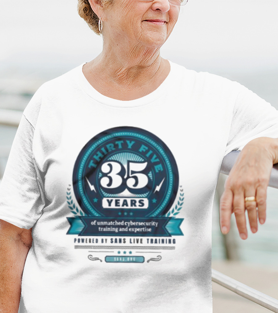 THIRTY FIVE 35 Years Of Unmatched Cybersecurity Training And Expertise Powered By SANS Live Training 100% OPC T-Shirt