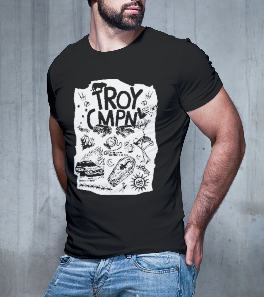 Troy CMPN Mineral Blue Death Can Come Anytime Ds 2447 Coffin Sun Stars Moon T-Shirt