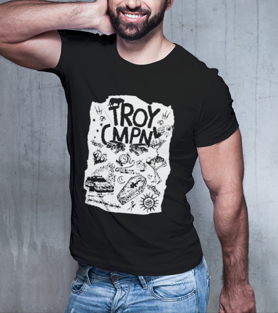 Troy CMPN Mineral Blue Death Can Come Anytime Ds 2447 Coffin Sun Stars Moon T-Shirt