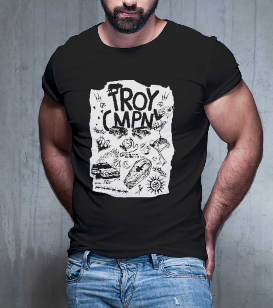 Troy CMPN Mineral Blue Death Can Come Anytime Ds 2447 Coffin Sun Stars Moon T-Shirt