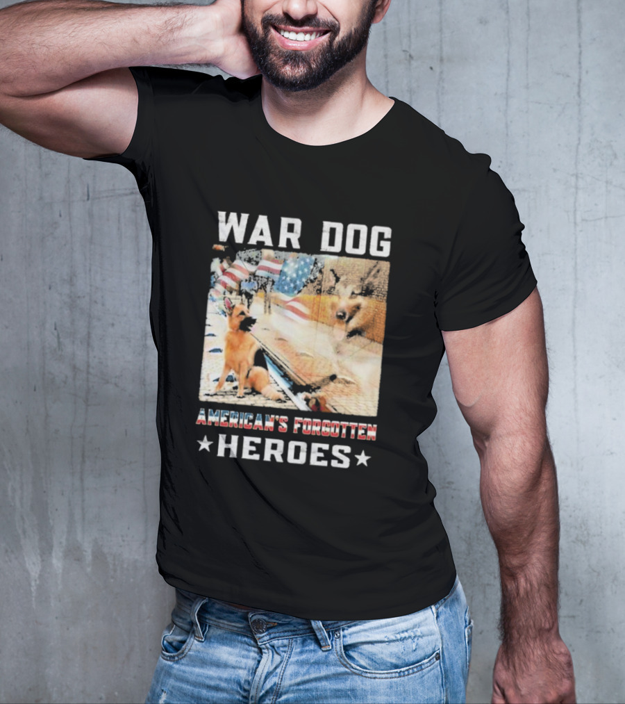 War Dog American's Forgotten Heroes Flags And German Shepherd T-Shirt