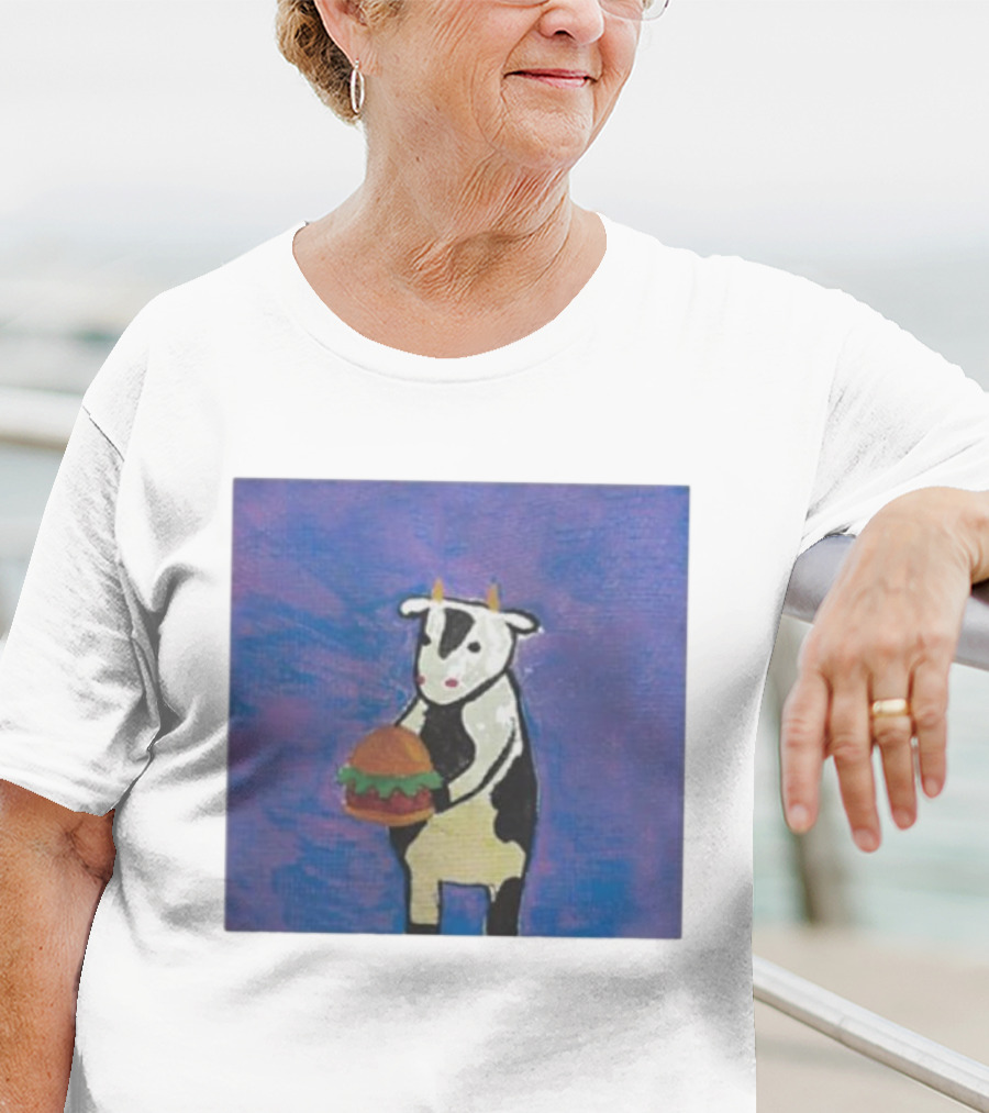 Leanbeefpatty Cow Holding Burger Carnivorous Beef T-Shirt