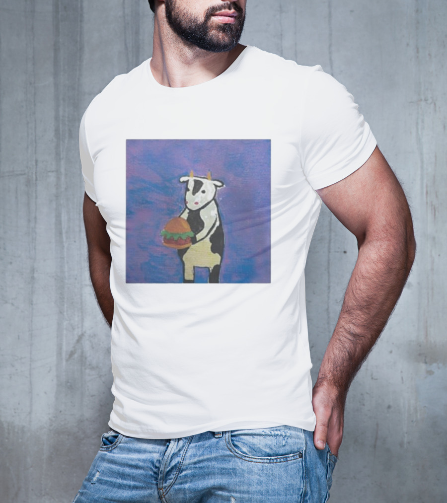 Leanbeefpatty Cow Holding Burger Carnivorous Beef T-Shirt
