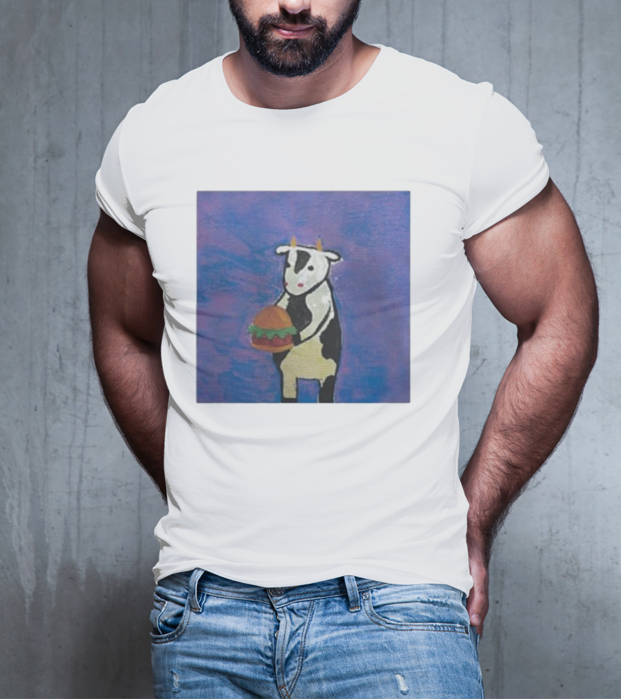 Leanbeefpatty Cow Holding Burger Carnivorous Beef T-Shirt