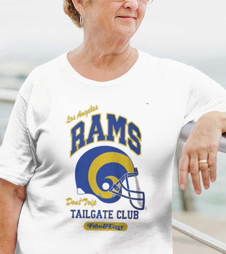 Los Angeles Rams Don't Trip Tailgate Club Free And Easy Helmet T-Shirt