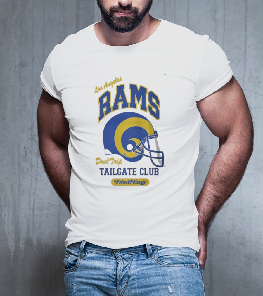 Los Angeles Rams Don't Trip Tailgate Club Free And Easy Helmet T-Shirt