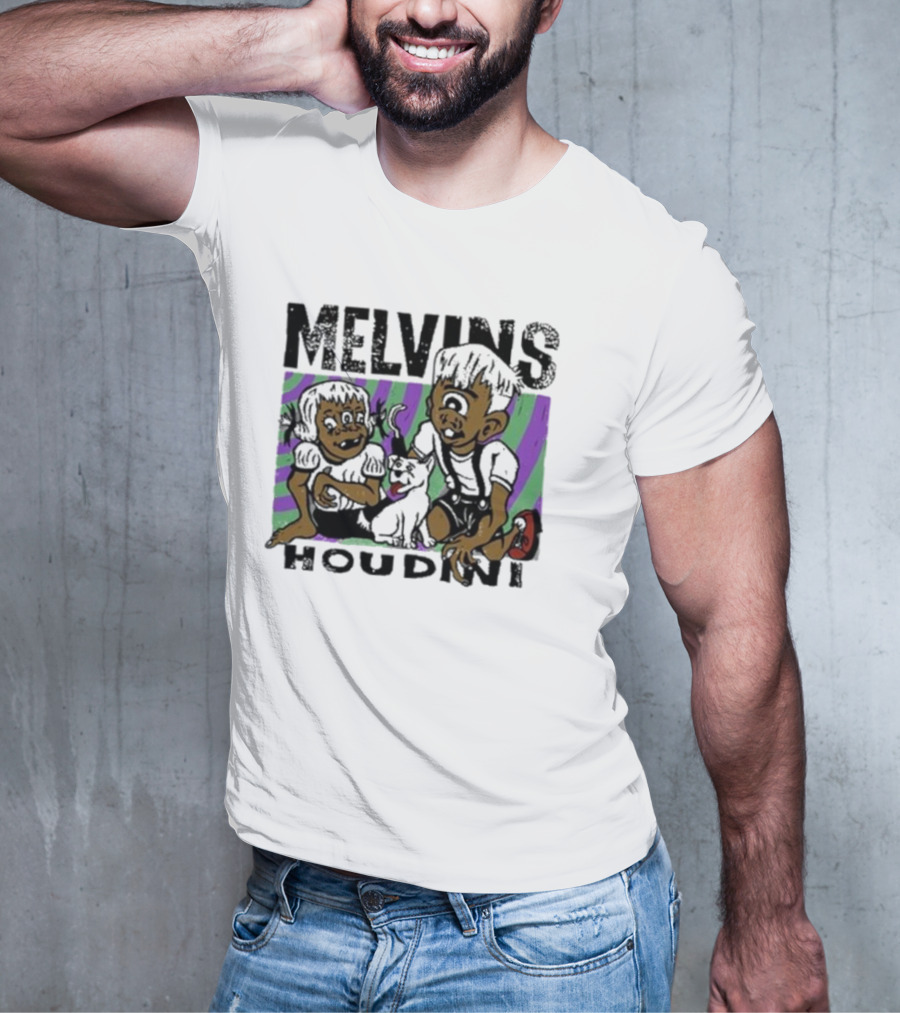 Melvins Houdini Cartoon Kids With Cat T-Shirt