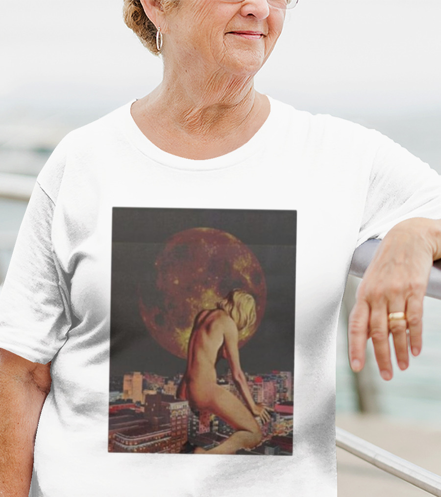 Midnight Blues Girl Moonlit Cityscape T-Shirt