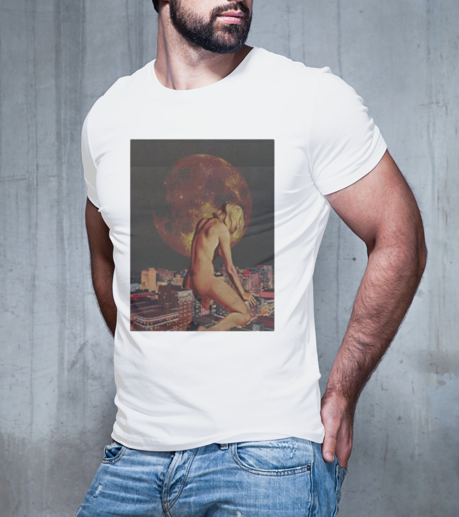 Midnight Blues Girl Moonlit Cityscape T-Shirt