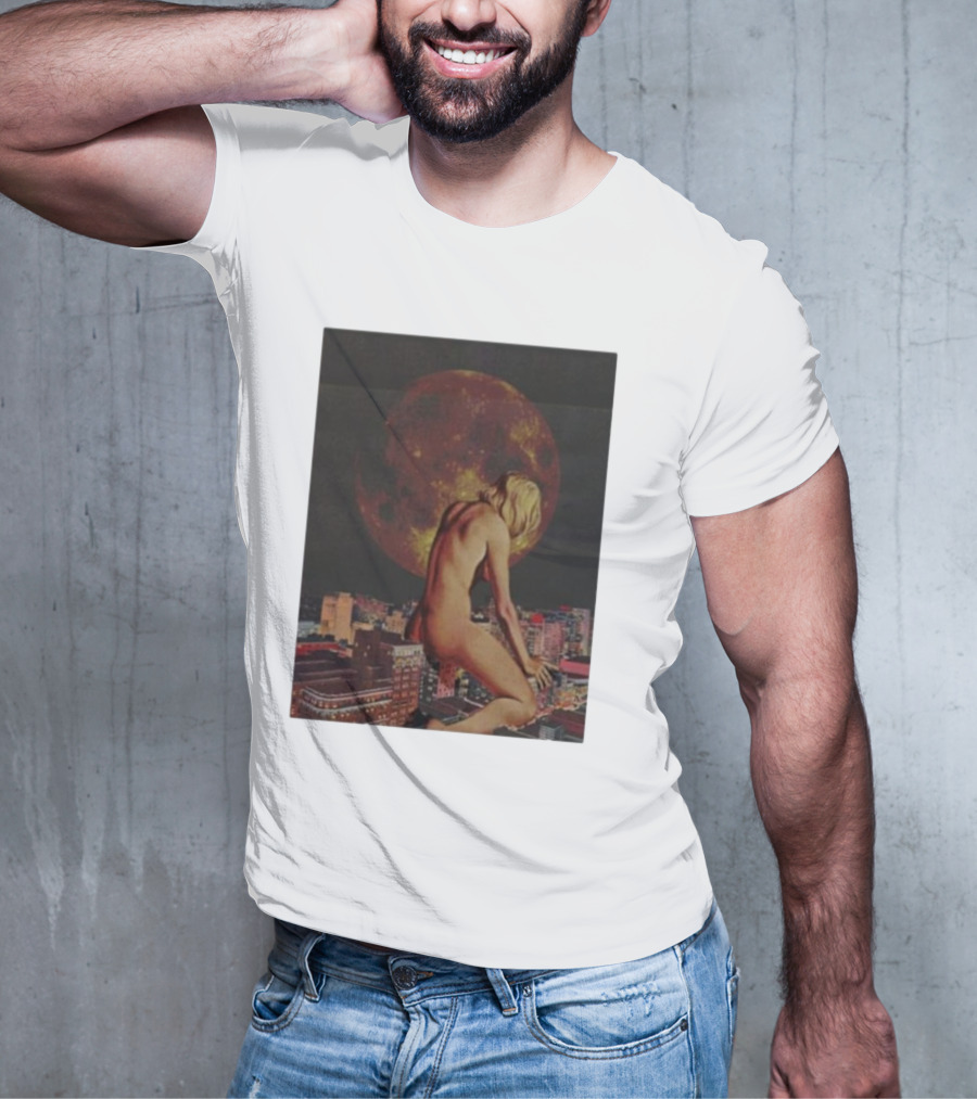 Midnight Blues Girl Moonlit Cityscape T-Shirt