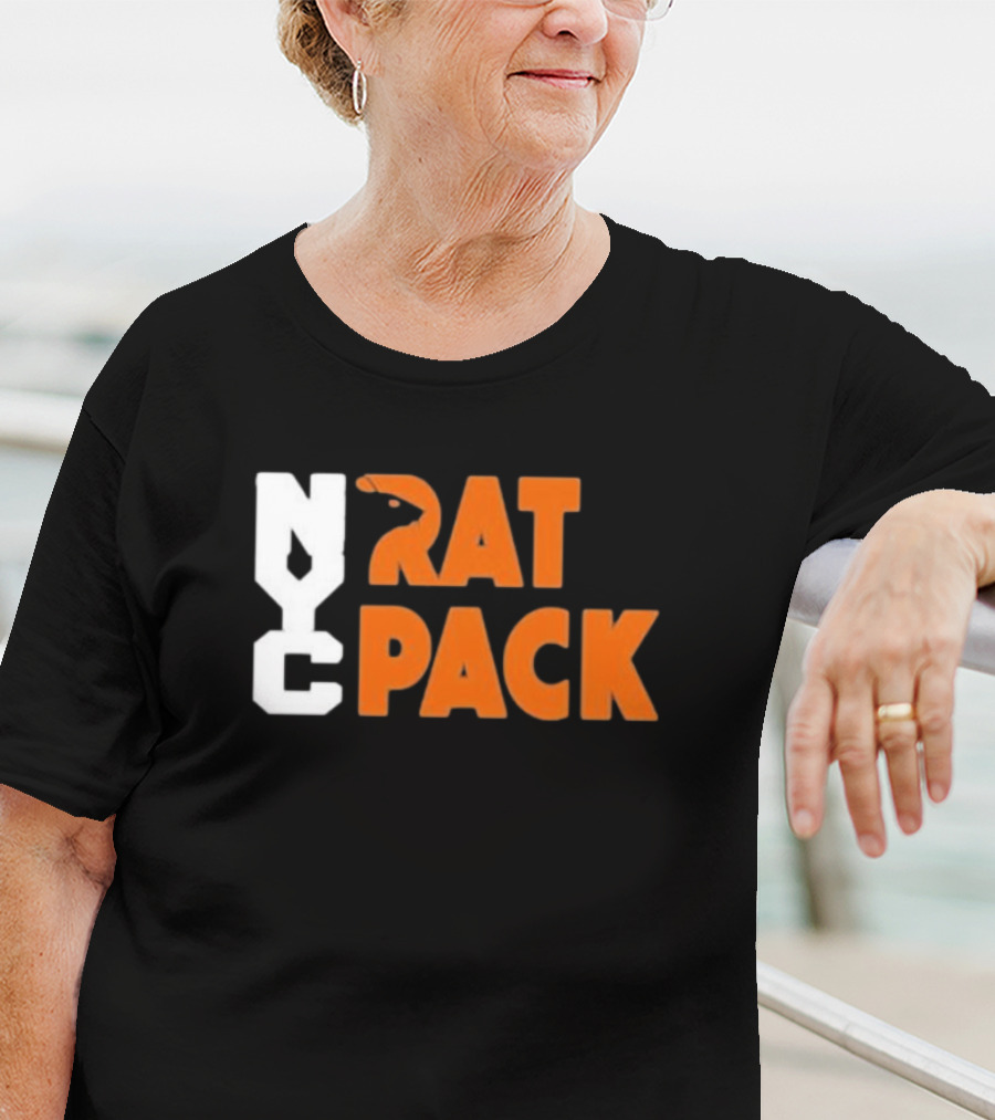 NYC Rat Pack Baseball Rat Typography T-Shirt