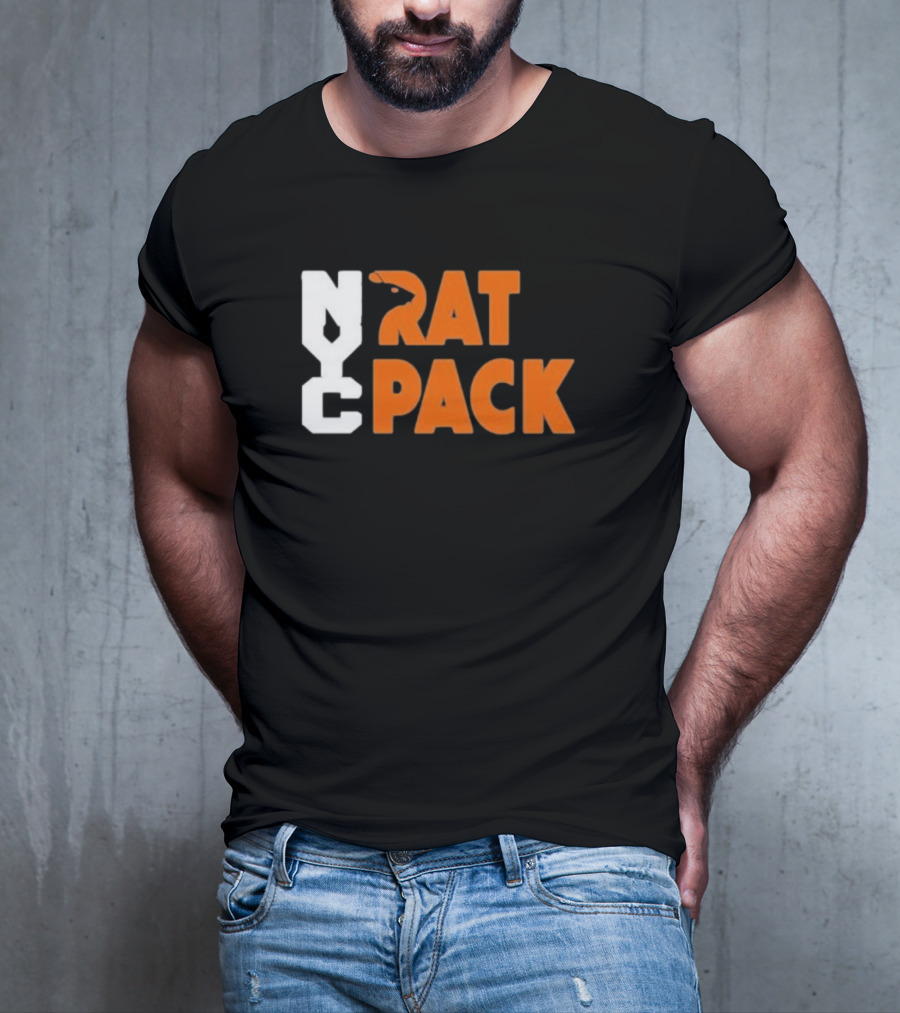 NYC Rat Pack Baseball Rat Typography T-Shirt