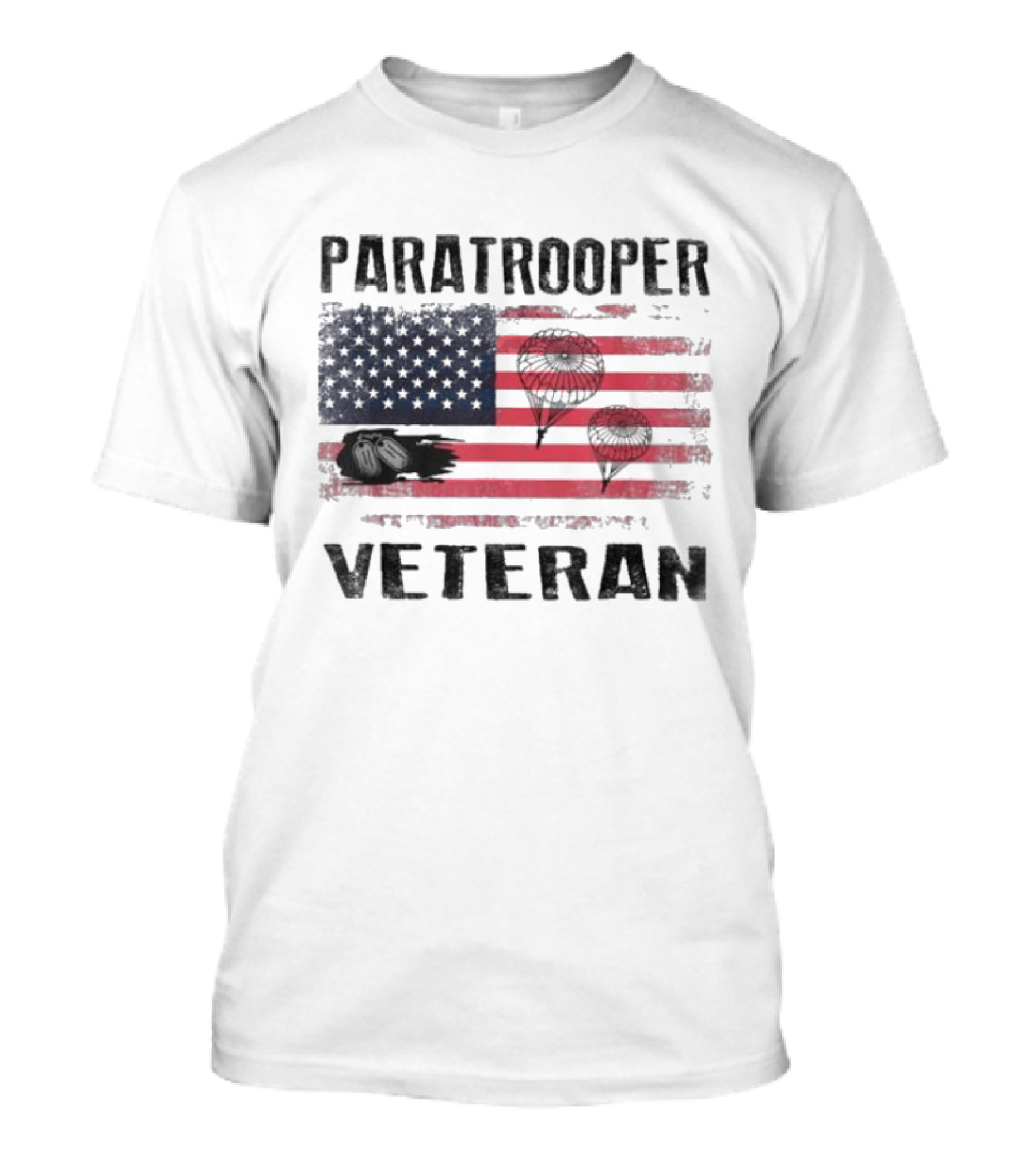 Paratrooper Veteran US Flag Tribute With Airborne T-Shirt