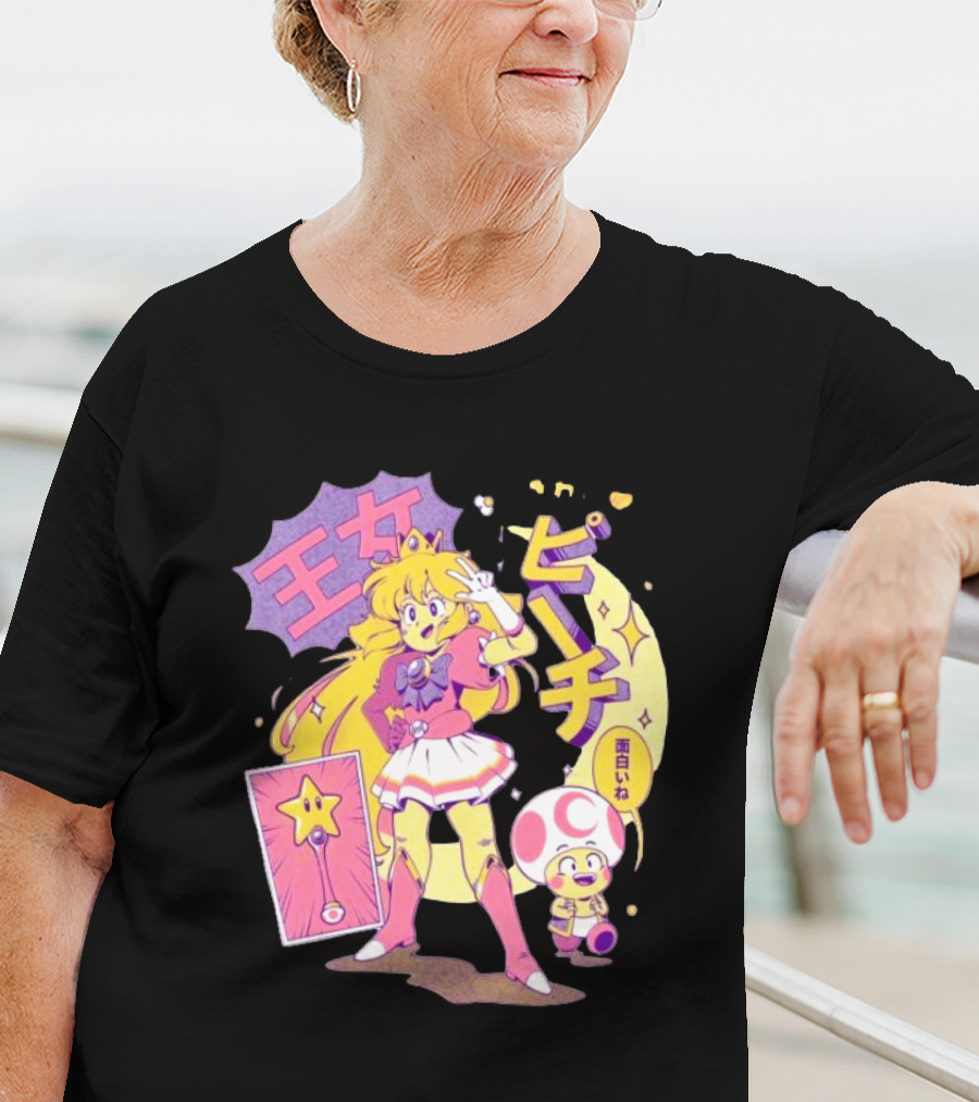 Sailor Moon Peach Toad Ilustrata Mario Princesses T-Shirt