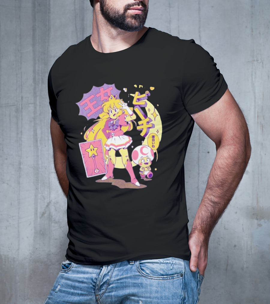 Sailor Moon Peach Toad Ilustrata Mario Princesses T-Shirt