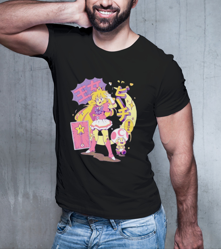 Sailor Moon Peach Toad Ilustrata Mario Princesses T-Shirt
