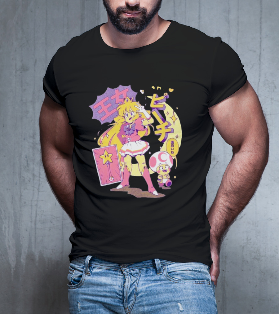 Sailor Moon Peach Toad Ilustrata Mario Princesses T-Shirt