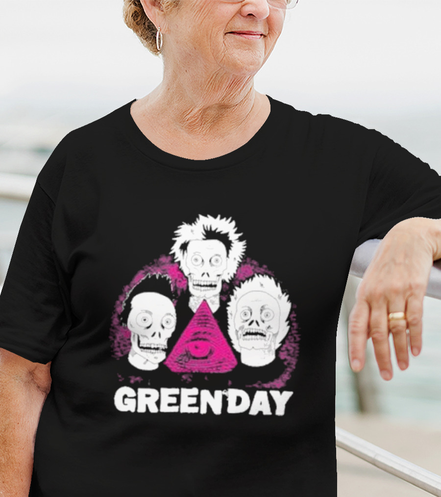 Green Day Skeletons Pink Eye Pyramid T-Shirt