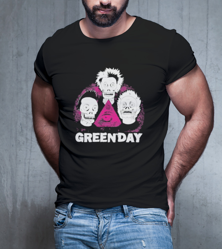 Green Day Skeletons Pink Eye Pyramid T-Shirt