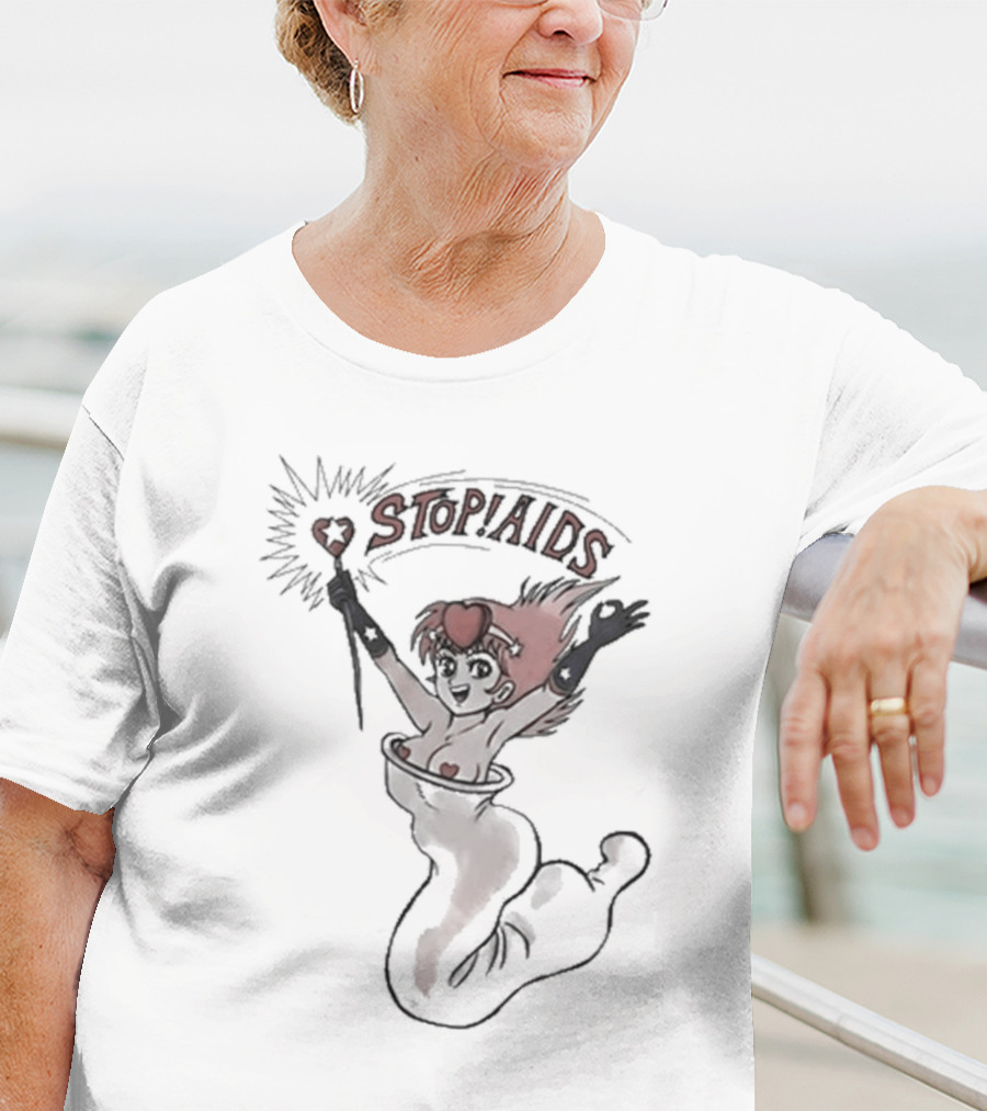 STOP AIDS Sailor Moon Wand Heart T-Shirt